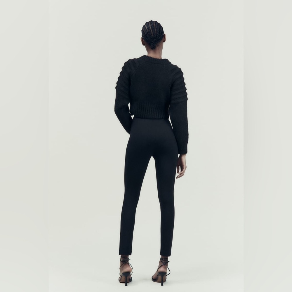 ZARA Gold Button Leggings women's Size L - Picture 2 of 8